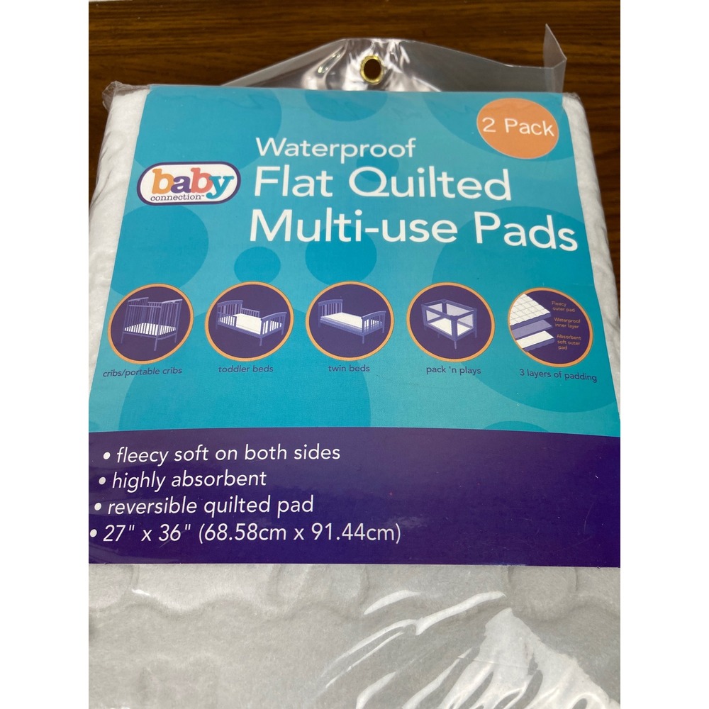 Baby Connection Waterproof Flat Quilted Multi-Use Pads 2 Pack 27 x 36 NEW - Picture 4 of 4